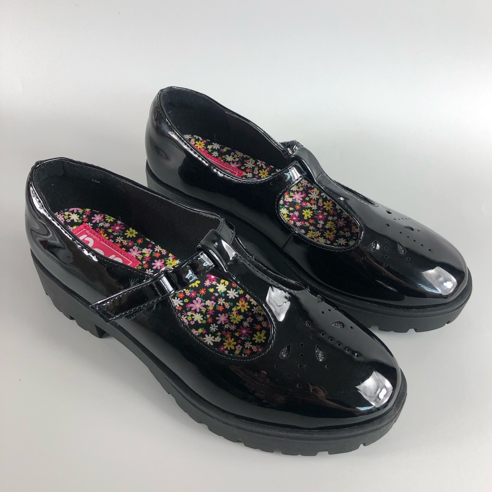 Pop Kid Dakoda Glossy Black Shoes Size 5
